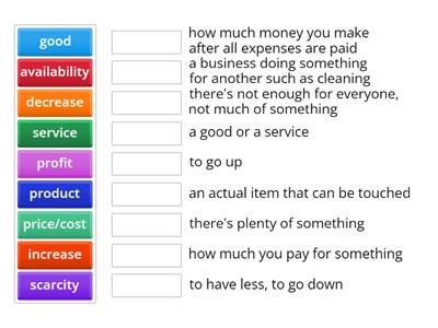 Scarcity is Scary Vocabulary Match