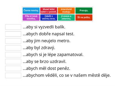 Čeština pro cizince B1, L2, aby věty