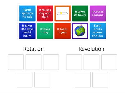  Rotation and Revolution sorting activity