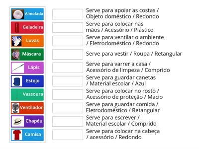 Descreva o objeto por Função, Classe e Característica