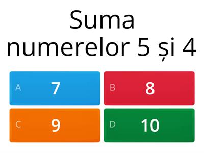 Adunarea și scăderea in limita lui 10. Matematica 1