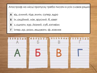 Апостроф (усі питання із сайту Освіта.ua, ЗНО-онлайн)