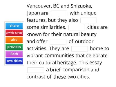 Vancouver and Shizuoka Compare/Contrast Essay