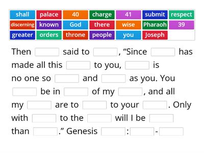 Memory Verse: Genesis 41:39-40