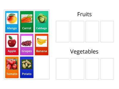 Fruits and vegetables sorting activity