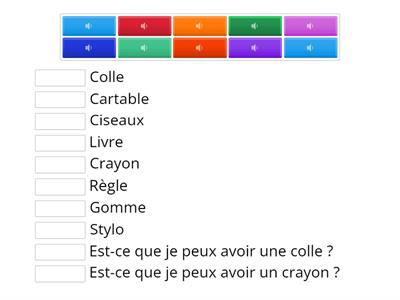 Le matériel scolaire en anglais - à l'oral - CE2/CM1