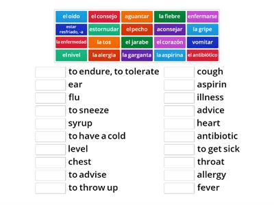 Match Up Vocabulario del Bienestar 