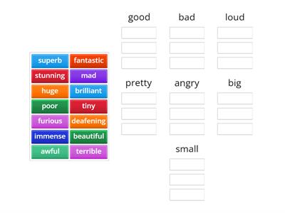 Match the words in the box with the idea they express