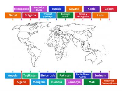 Ubica los paises menos conocidos del mundo