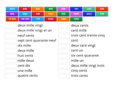  Numbers 100-10000 in French