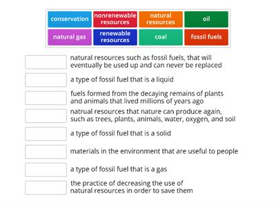 Conley Natural Resources & Fossil Fuels Vocabulary