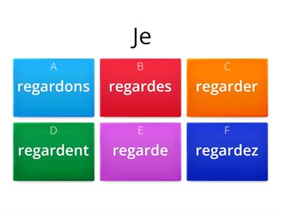 S1 French Regular -er verbs(regarder = to watch)Choose the 1 that has the correct ending for the verb