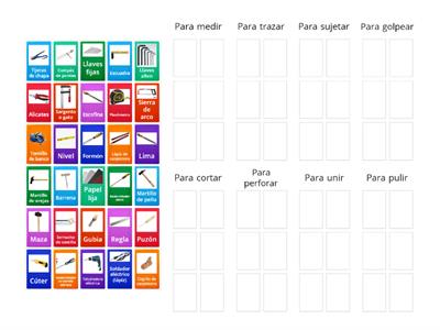 Ordenando herramientas por operación