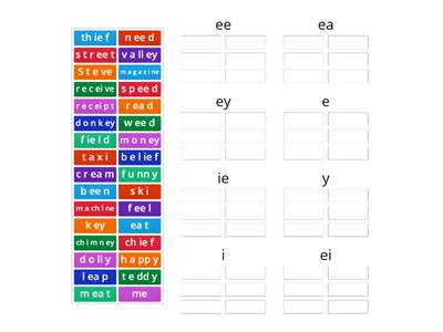 /ee/ spelling pattern sort
