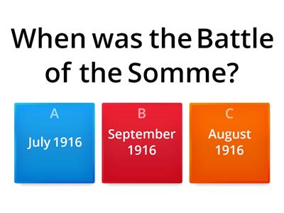 Battle of the Somme Quiz