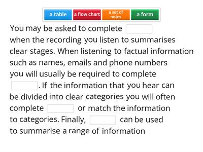 IELTS Listening 1: gap completion questions