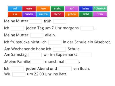 Tagesablauf - Lückentext 
