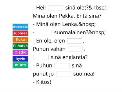 Suomi 2 Doplň slova