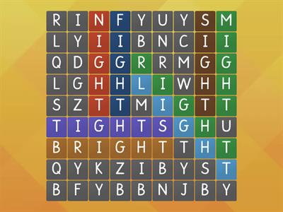 Find the words with 'ight'