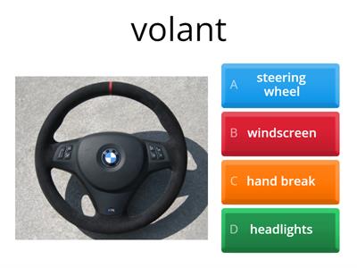  Car Vocabulary - French English