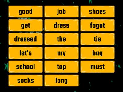 School Clothes Reader: Words 1 and 2 - Wednesday