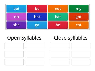 open and close syllables