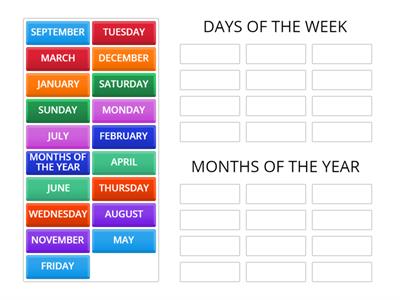 DAYS OF THE WEEK AND MONTHS OF THE YEAR