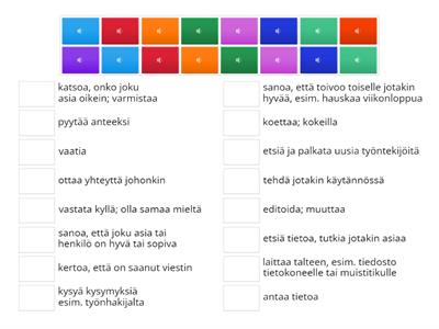 Työelämän verbejä (kuuntele sana ja etsi selitys)