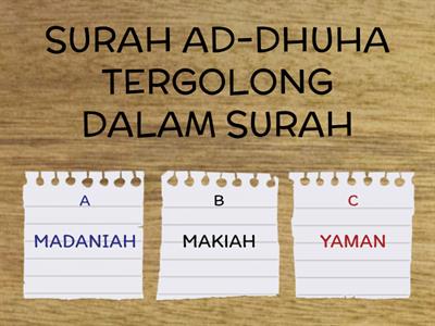 KEFAHAMAN  SURAH AD-DHUHA THN 6