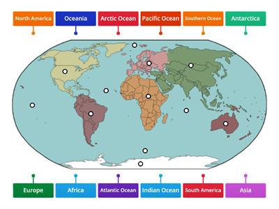 Can you label all the continents and oceans in the world?