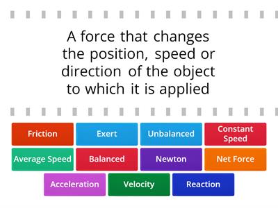 Force and Motion Vocabulary Review