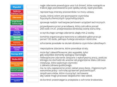 DOPASUJ DEFINICJE BHP