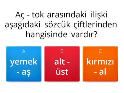 Türkçe zıt anlamlı sözcükler
