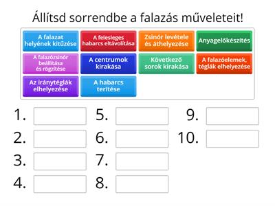 A felmenő falak készítésének sorrendje