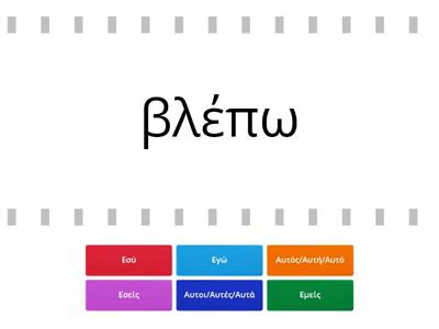 Greek verbs ending in -ω and matching Pronouns