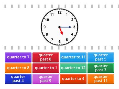 Quarter past and quarter to -  Find the Match