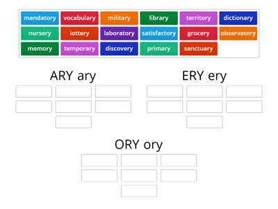 4.09 (sort 9-deriv)  Suffix: ary, ery, ory (Blue)