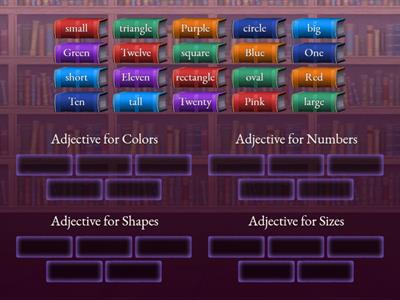  Adjectives Number, size, color and shape