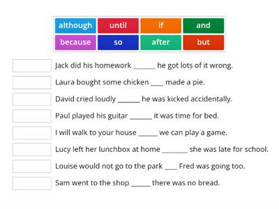 Conjunctions match up game