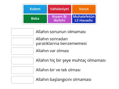 DİN KÜLTÜRÜ 5. SINIF ZATİ SIFATALAR