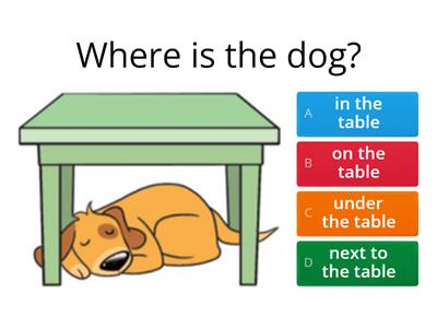 Prepositions (in, on, under, next to)