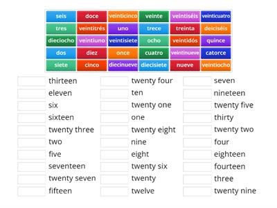 Spanish Numbers 1-30