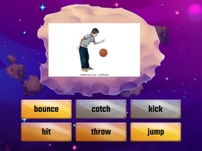 Actions in sports (bounce, kick, throw, catch, jump, hit)