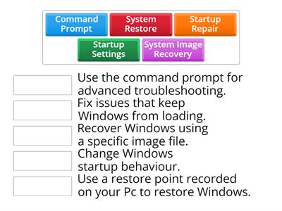 Advanced Startup menu options available