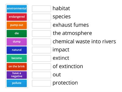 Match to make collocations (Environment)