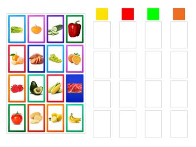מיון ירקות ופירות לפי צבעים 