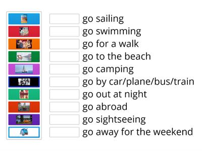 Holiday activities - phrases with go