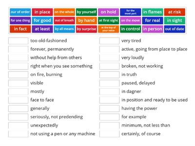 Prepositional phrases meanings