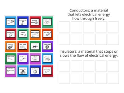 Electrical Conductors and Insulators Sort