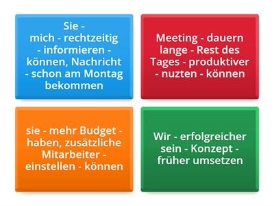 Konjunktiv II Vergangenheit - Sätze aus dem Arbeitsalltag